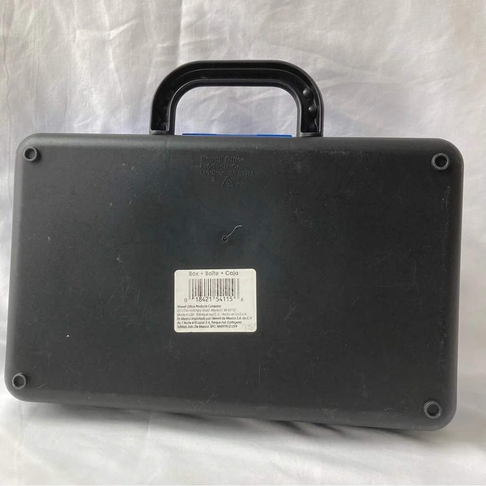 Retro SpaceMaker Pencil Box Blue Black w Handle 11